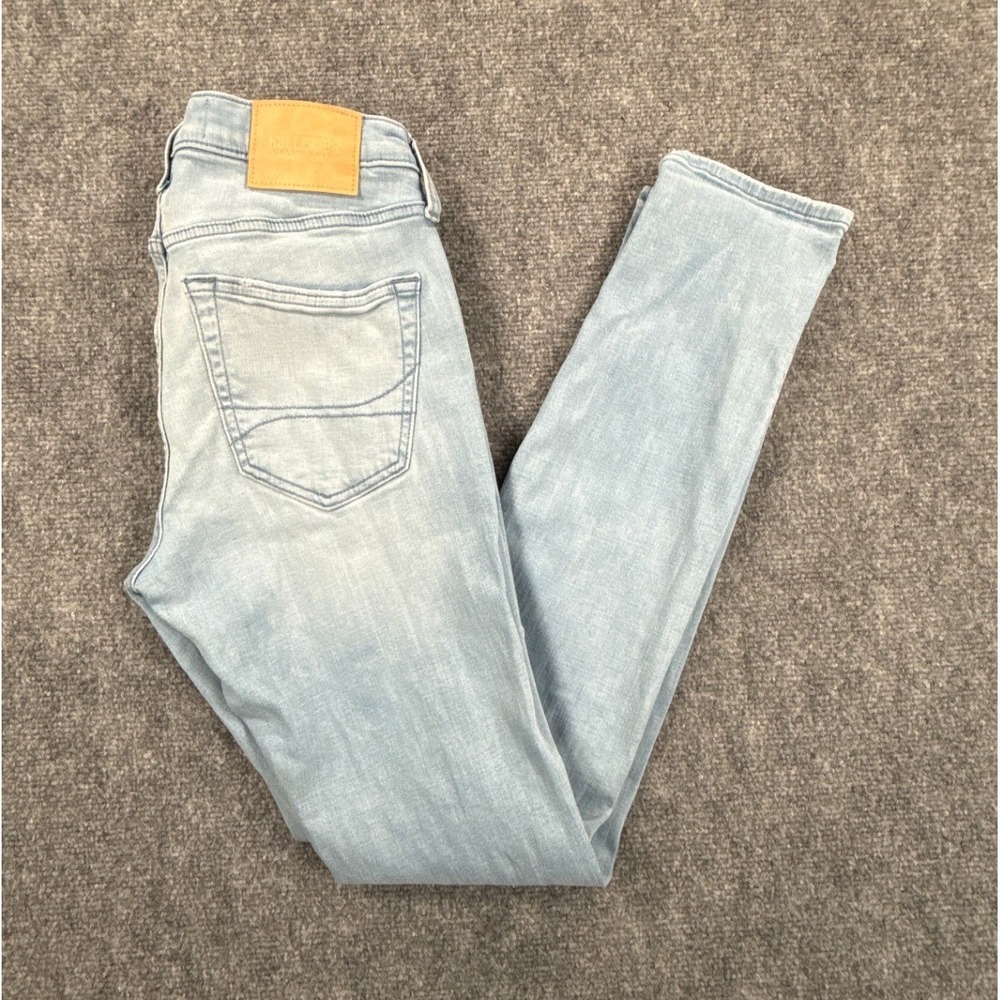 Hollister Mens 29 Skinny Jeans Light Wash Distressed Advanced Stretch